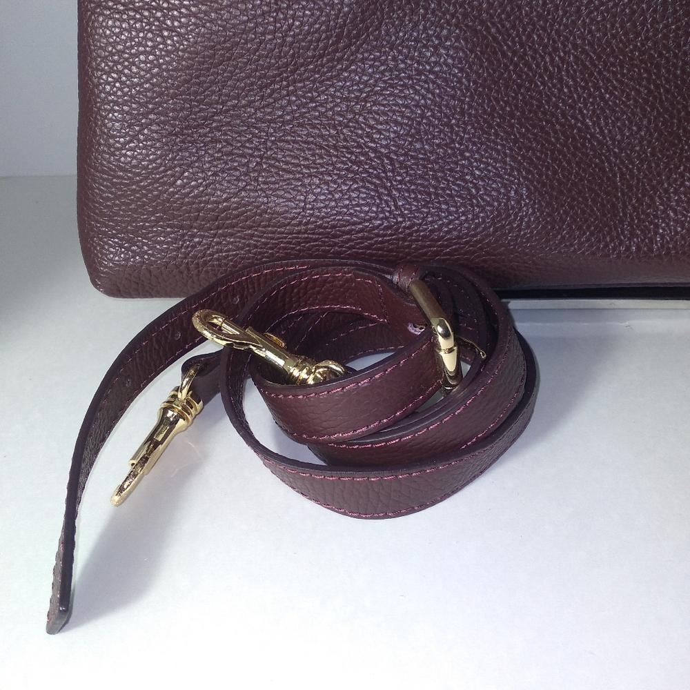 IACUCCI Made In Italy Burgundy Pebbled Leather Satchel Bag - Picture 3 of 13